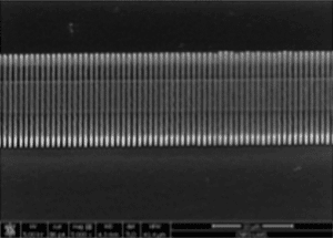 SEM Photograph of GaSb-based DFB laser with a lateral metal diffraction grating